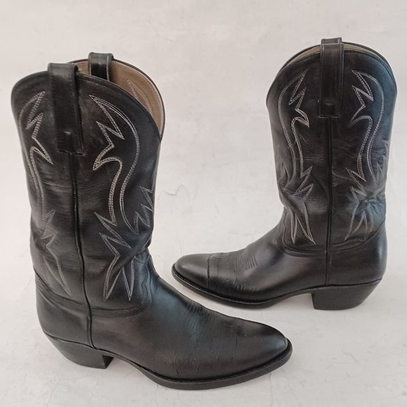 Vintage Other - 🤠 Black Leather Western Cowboy Boots Size 9 🤠